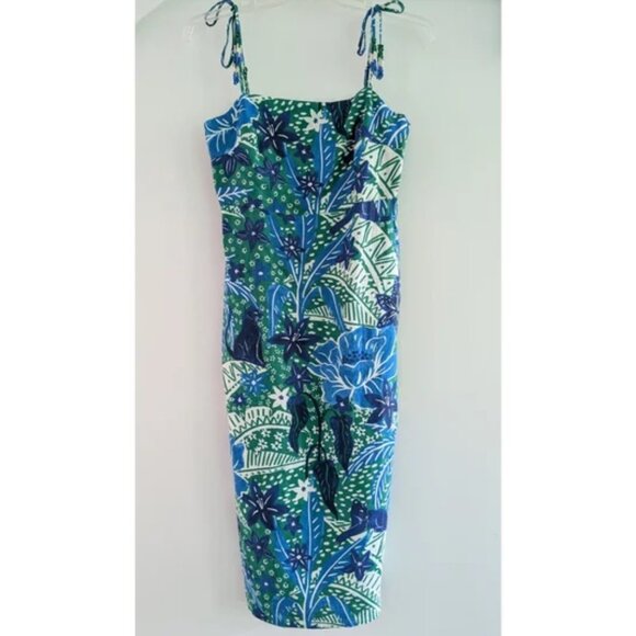 NEW Rachel Zoe Jungle Panther linen tie shoulder Midi sun Dress NWT Med - Picture 1 of 12